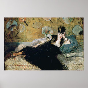 Manet damen med fläktar poster