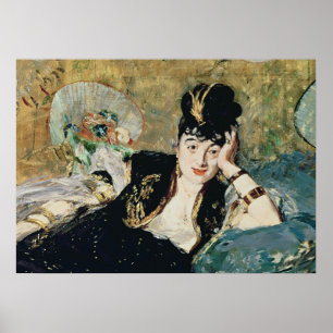 Manet damen med fläktar poster
