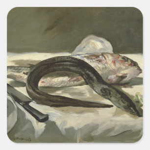 Manet Eel och Red Mullet 1864 Fyrkantigt Klistermärke