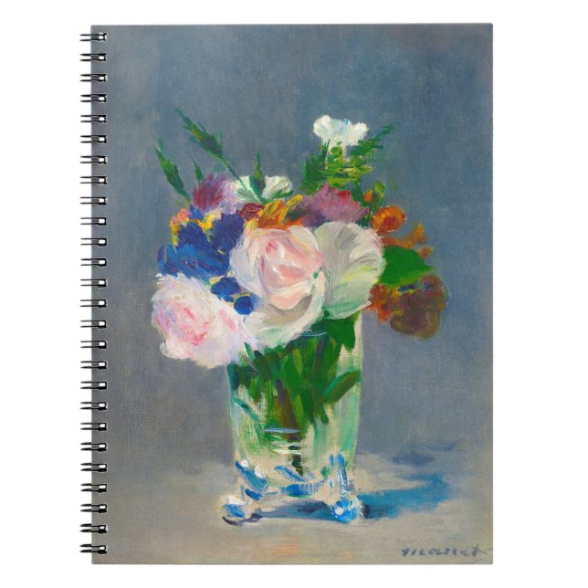 Manet Flowers i Crystal Vas Anteckningsbok (Framsidan)