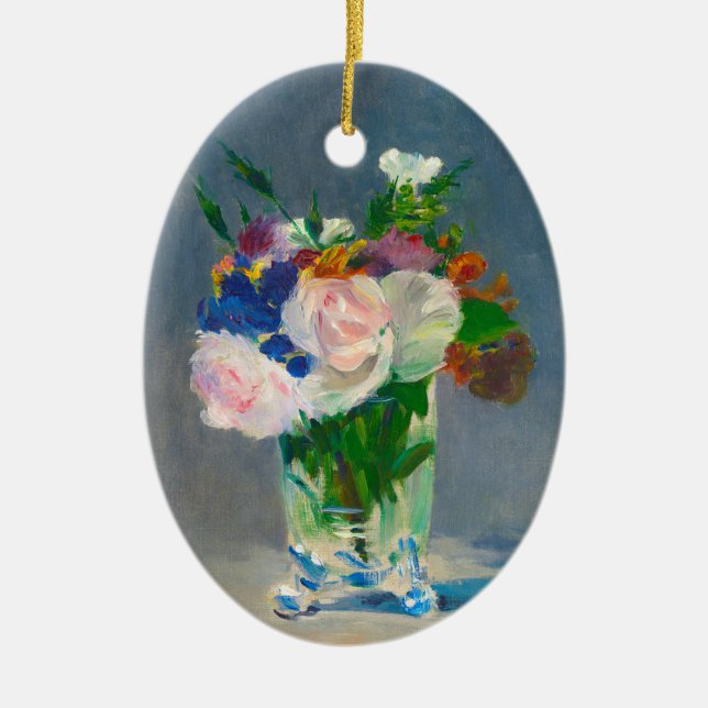 Manet Flowers i Crystal Vas Julgransprydnad Keramik (Framsidan)