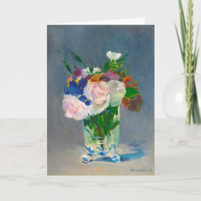 Manet Flowers i Crystal Vas Kort (Framsida)