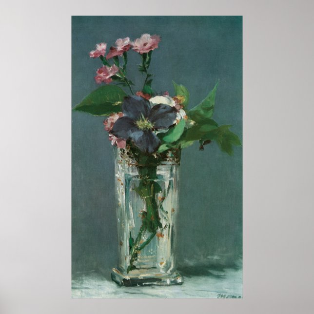 Manet Flowers i Crystal Vas Poster (Framsidan)