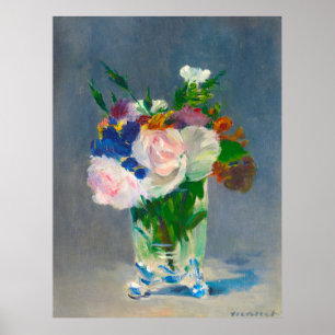 Manet Flowers i Crystal Vas Poster