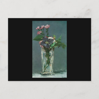 Manet Flowers i Crystal Vas Vykort