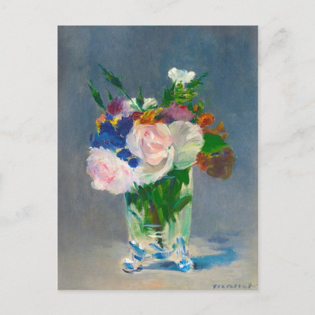 Manet Flowers i Crystal Vas Vykort (Framsida)
