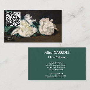 Manet - Gren White Peonies, Secateurer - QR-kod Visitkort