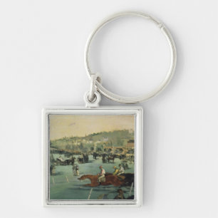 Manet   hästkapplöpning, 1872 fyrkantig silverfärgad nyckelring