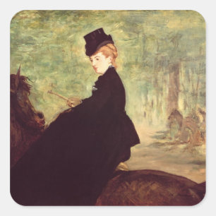 Manet Hästkvinnan 1875 Fyrkantigt Klistermärke