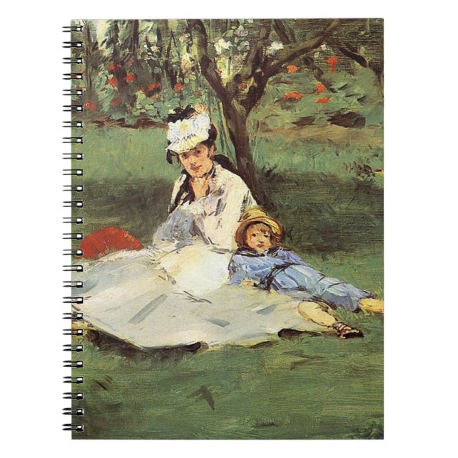 Manet Impressionist Fransk Family Garden Painting Anteckningsbok Med Spiral (Framsidan)