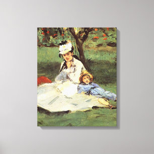 Manet Impressionist Fransk Family Garden Painting Canvastryck