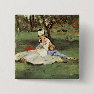 Manet Impressionist Fransk Family Garden Painting Knapp