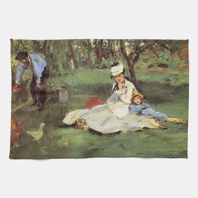 Manet Impressionist Fransk Family Garden Painting Kökshandduk (Horisontell)