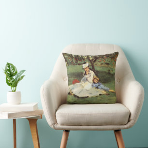 Manet Impressionist Fransk Family Garden Painting Kudde