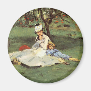 Manet Impressionist Fransk Family Garden Painting Magnet