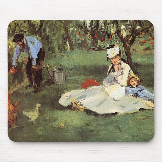 Manet Impressionist Fransk Family Garden Painting Musmatta (Framsidan)