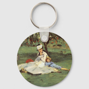 Manet Impressionist Fransk Family Garden Painting Nyckelring