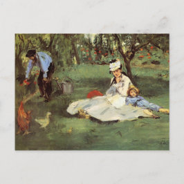 Manet Impressionist Fransk Family Garden Painting Vykort
