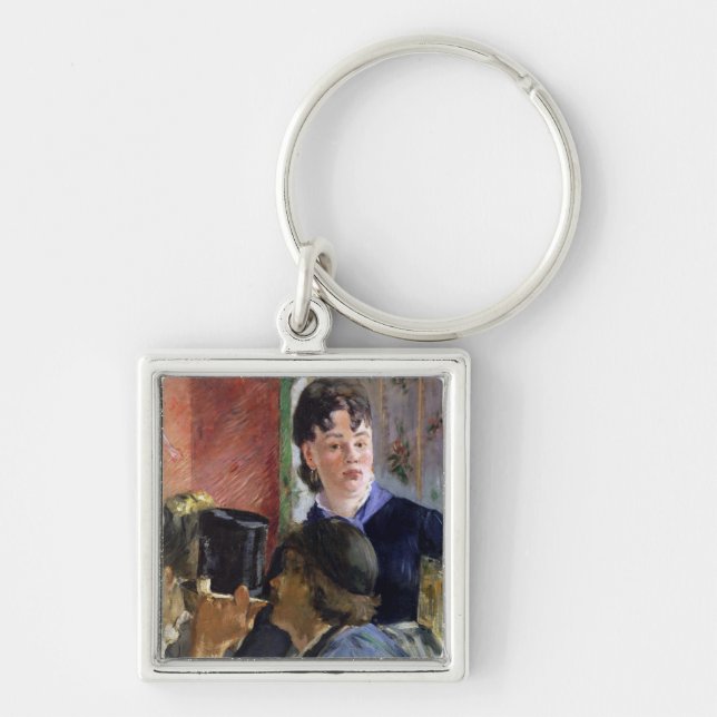 Manet | La Serveuse de Bocks, 1878-79 Fyrkantig Silverfärgad Nyckelring (Framsidan)