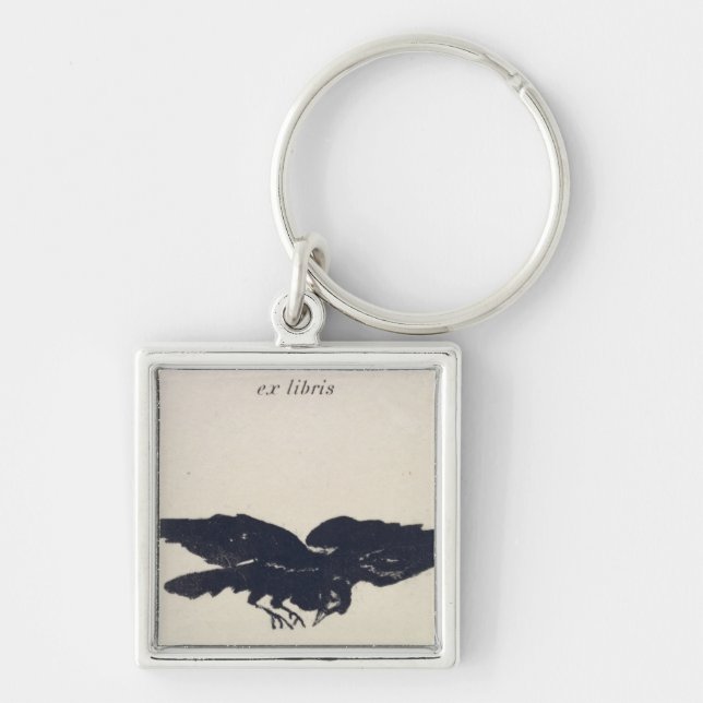Manet | Le Corbeau, 1875 Fyrkantig Silverfärgad Nyckelring (Framsidan)