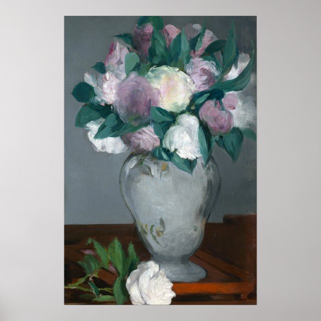Manet Peonies Eventuellt Rosa Bouquet Flowers i A  Poster (Framsidan)