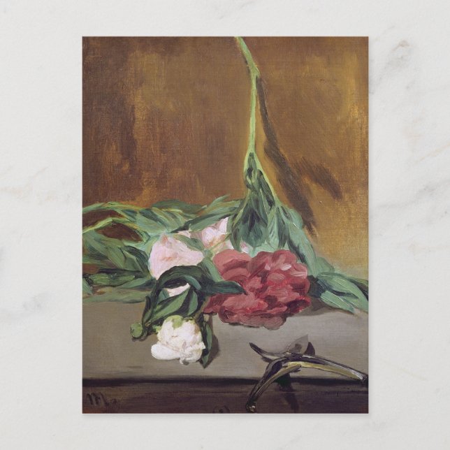 Manet | Peonies och Secateurs Stem, c.1864 Vykort (Framsida)