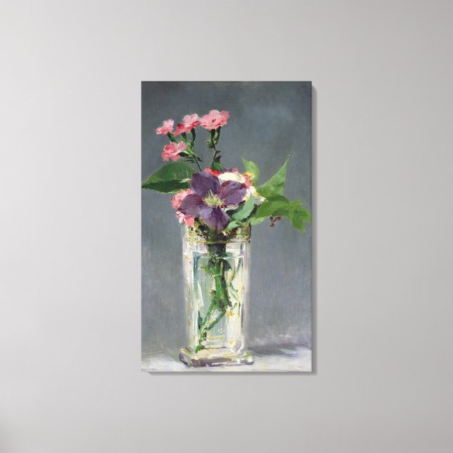 Manet | Pinks and Clematis in a Crystal Vas, 1882 Canvastryck (Framsida)