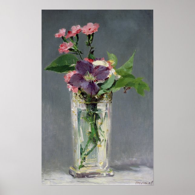 Manet | Pinks and Clematis in a Crystal Vas, 1882 Poster (Framsidan)