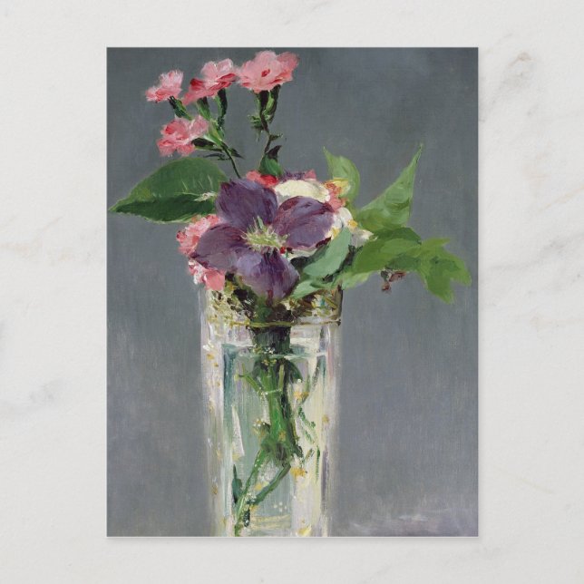 Manet | Pinks and Clematis in a Crystal Vas, 1882 Vykort (Framsida)
