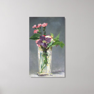 Manet Pinks och Clematis i en Crystal vas, 1882 Canvastryck