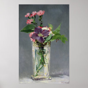Manet Pinks och Clematis i en Crystal vas, 1882 Poster