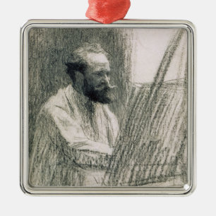 Manet porträtt av Edouard Manet på hans staffl Julgransprydnad Metall