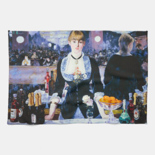 Manet Pub vid Folies Bergere Kitchen Towel Kökshandduk