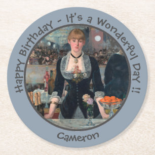 Manet Pub vid insamlingen av Folies-Bergère Party Underlägg Papper Rund