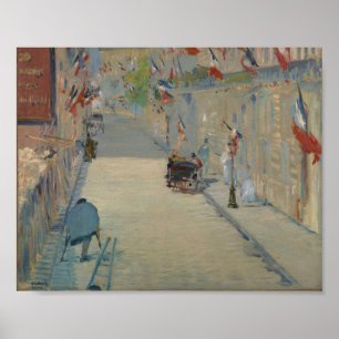 Manet - Rue Mosnier med Flaggor (1878) Poster