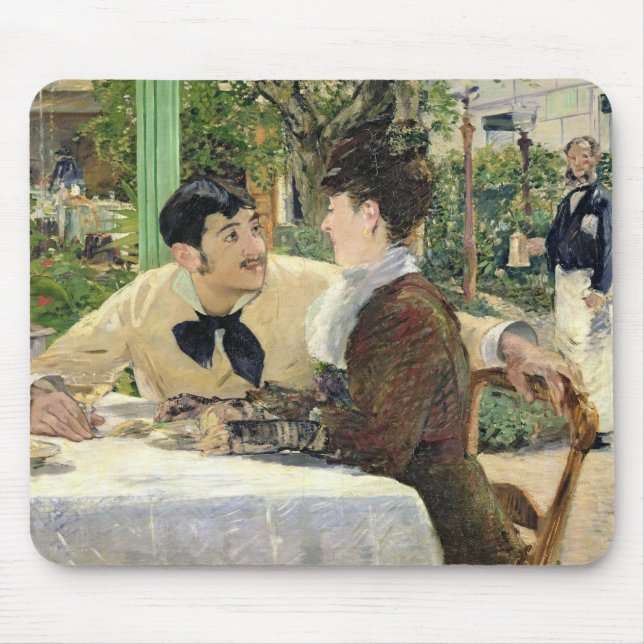 Manet | trädgården av Pere Lathuille, 1879 Musmatta (Framsidan)