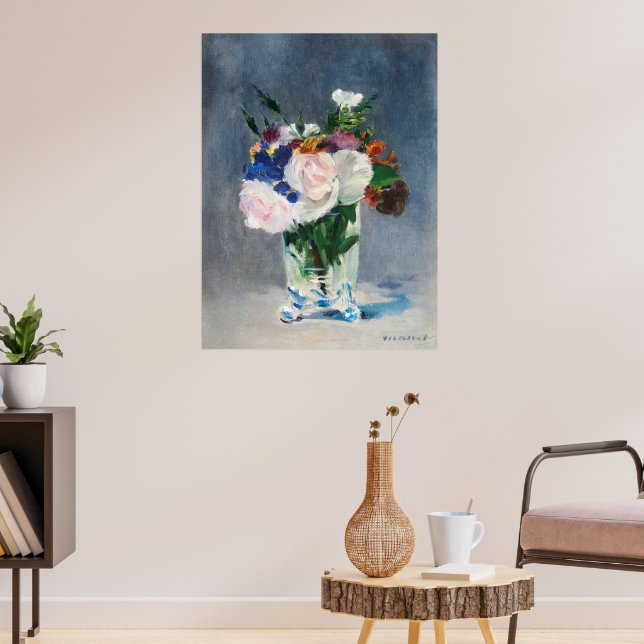 Manets blommor i Crystal Vas Poster (Vardagsrum 3)
