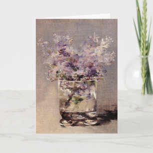 Manets Lilacs i en Glass Sympathy Kort