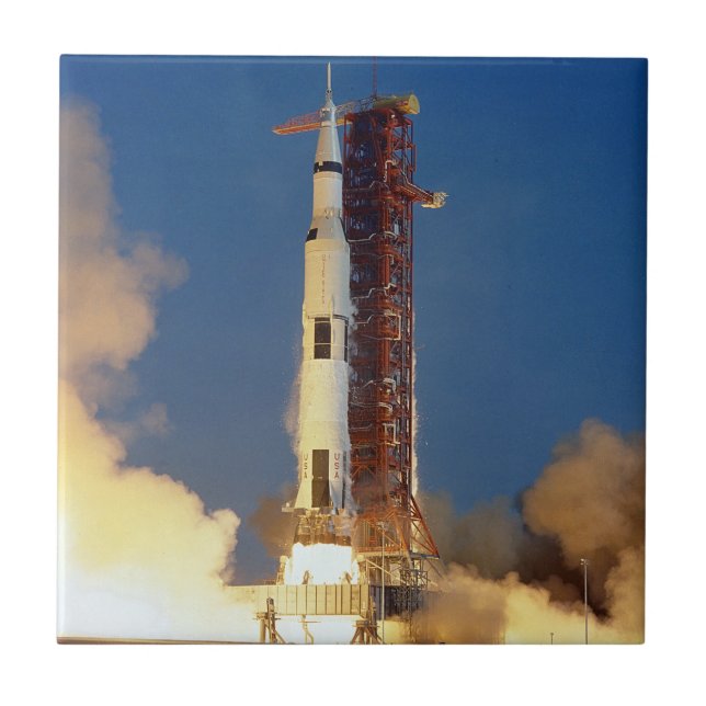 Måneuppdrag rymdfarkost markvy kakelplatta (Framsidan)