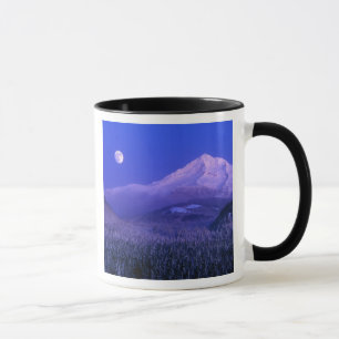 Måneuppgång över Mt Hood vinter, Oregon Mugg