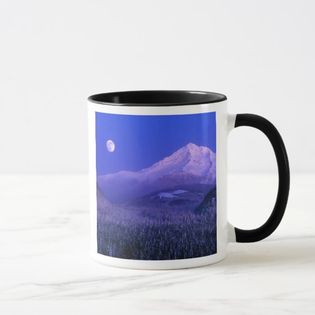 Måneuppgång över Mt Hood vinter, Oregon Mugg (Höger)