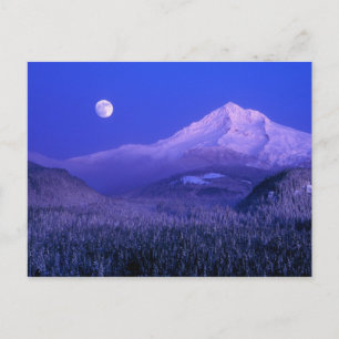 Måneuppgång över Mt Hood vinter, Oregon Vykort