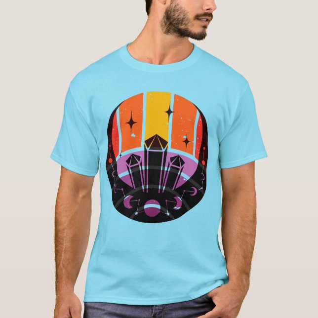 Månfas Ädelsten Stjärnor Solnedgång T Shirt (Framsida)