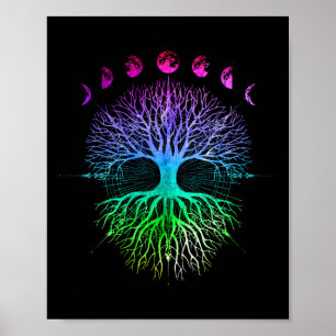 Månfas Livets Träd Hippie Poster