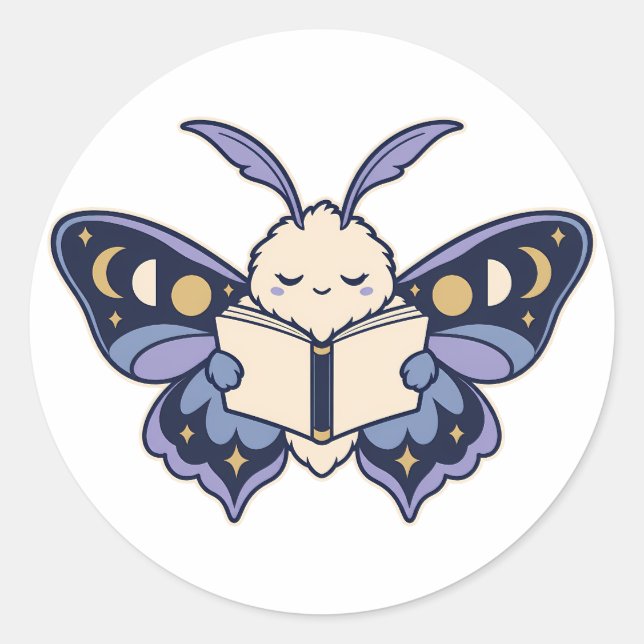 Månfas Moths Läsbok Klistermärke (Framsida)