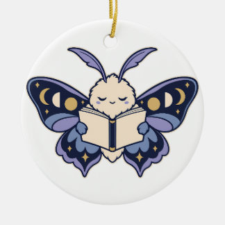 Månfas Moths Läsbok Prydnad Julgransprydnad Keramik