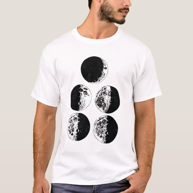 Månfaser Astronomi Rymd Konst illustrationer T Shirt (Framsida)