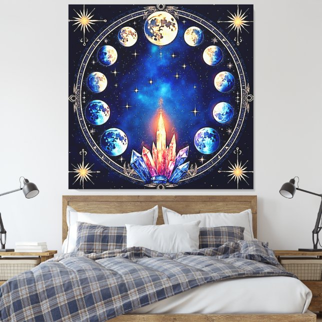 Månfaser Crystal Cosmos Canvastryck (Insitu (sovrum))