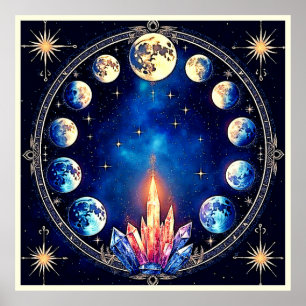 Månfaser Crystal Cosmos Poster