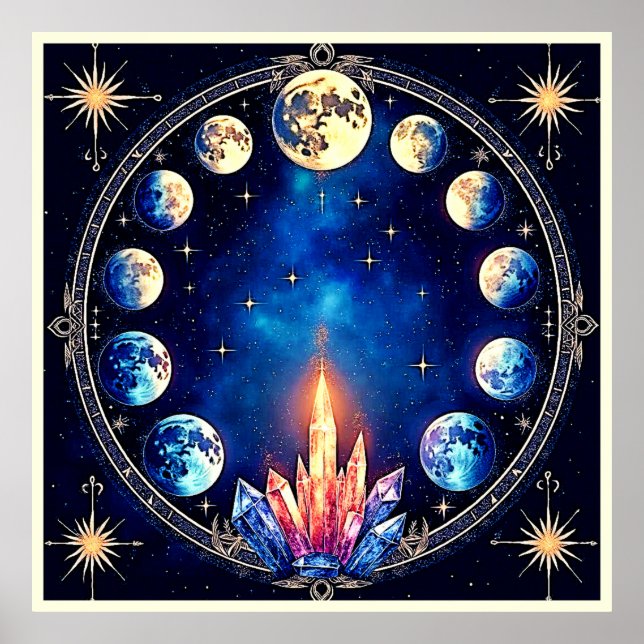 Månfaser Crystal Cosmos Poster (Framsidan)